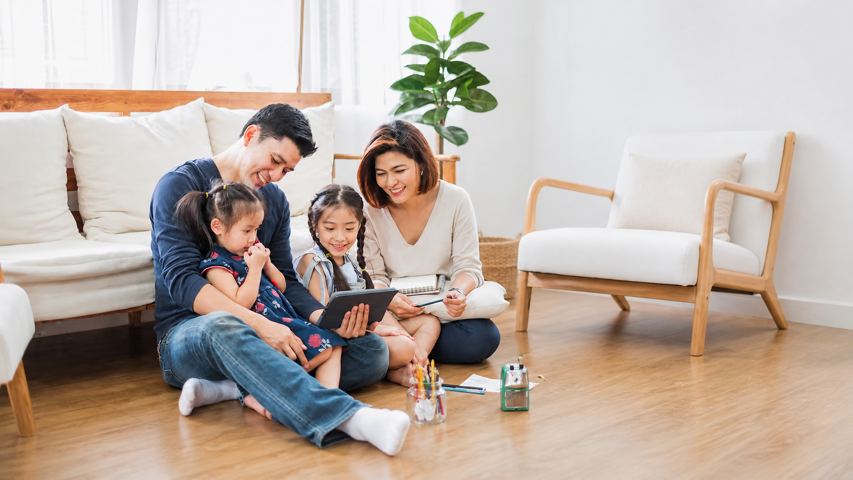 Family reviewing healthcare information together